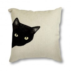 Peeping Black Kitty Cushion #3